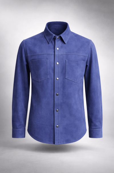 blue leather shirt